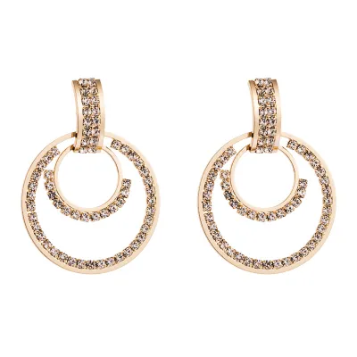 Retro Inlaid Rhinestones Hollow Out Geometric Earrings for Women