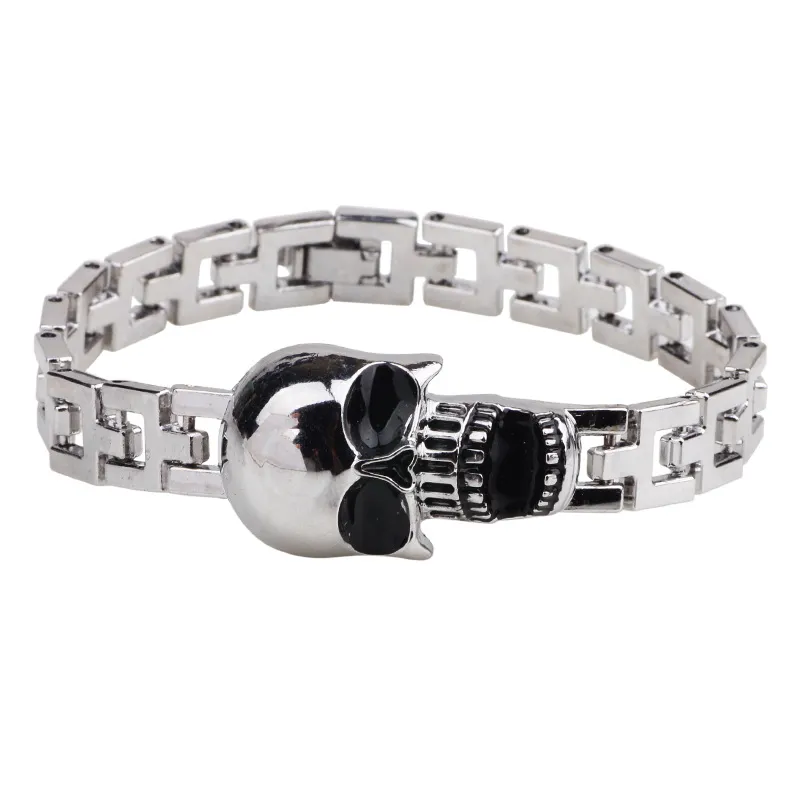 Men's Skull Head Table Buckle Titanium Steel Bracelet