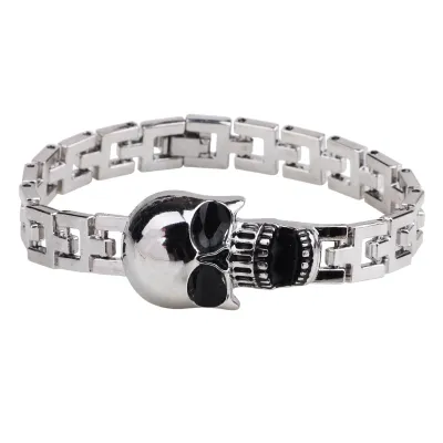 Men's Skull Head Table Buckle Titanium Steel Bracelet