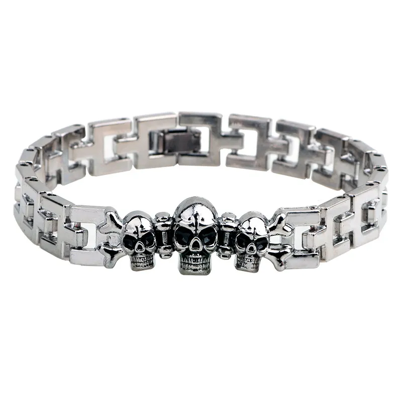 Skull Head Table Buckle Titanium Steel Bracelet Men's