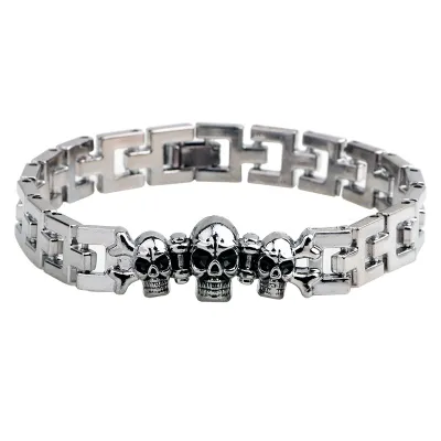 Skull Head Table Buckle Titanium Steel Bracelet Men's