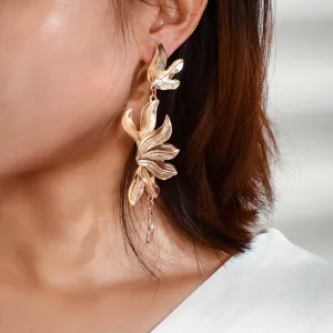 Women's Exaggerate Irregular Flower Tree Leaf Alloy Drop Earrings