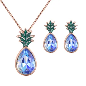 Creative Fashion Pineapple Necklace Earrings Set for Women