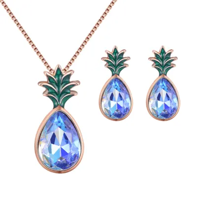 Creative Fashion Pineapple Necklace Earrings Set for Women