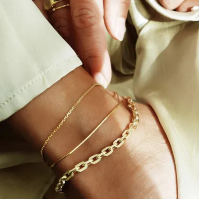 Simple Creative Women's Geometric Alloy Chain Anklet Set
