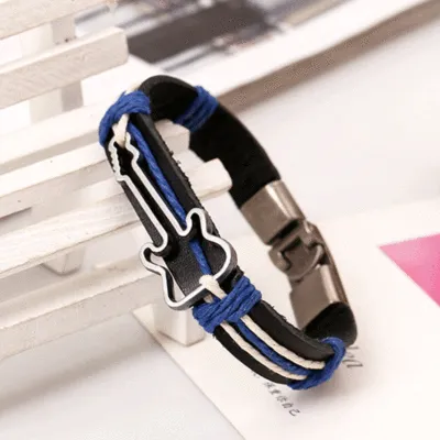 Vintage Guitar PU Braided Couple Bracelet