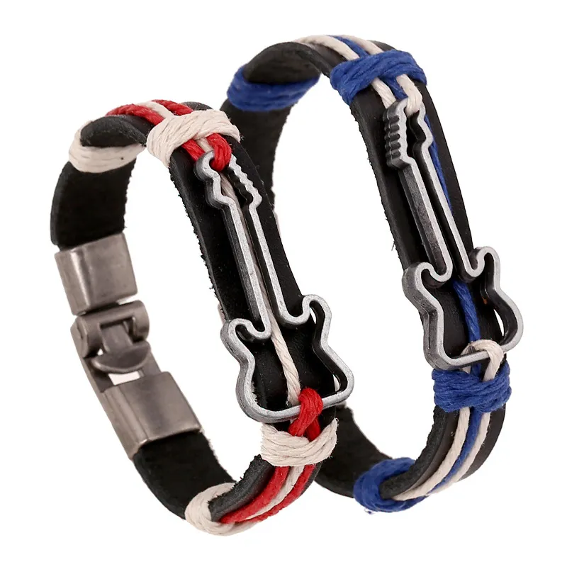 Vintage Guitar PU Braided Couple Bracelet