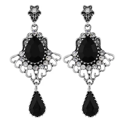 Vintage Fan Shape Rhinestone Decor Earrings for Women