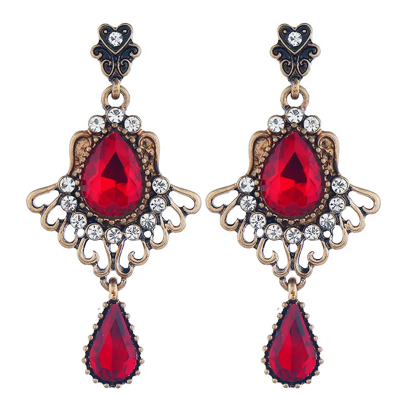 Vintage Fan Shape Rhinestone Decor Earrings for Women