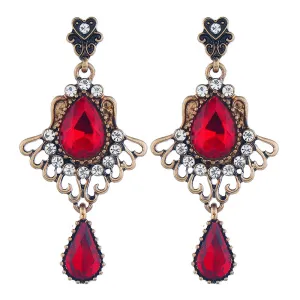 Vintage Fan Shape Rhinestone Decor Earrings for Women