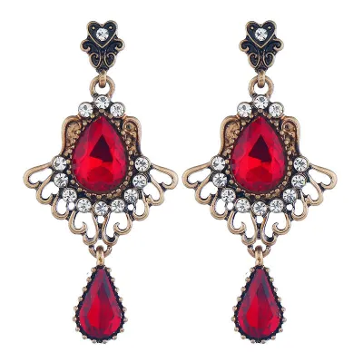 Vintage Fan Shape Rhinestone Decor Earrings for Women