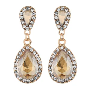 Fashion Teardrop Inlaid Drill Earrings for Women Vintage Alloy