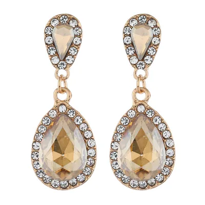 Fashion Teardrop Inlaid Drill Earrings for Women Vintage Alloy