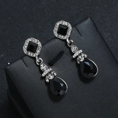 Geometric Drop Rhombus Gem Inlaid Earrings for Women