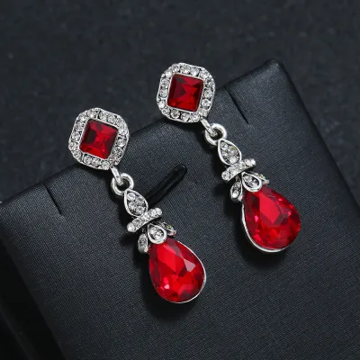 Geometric Drop Rhombus Gem Inlaid Earrings for Women
