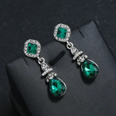 Geometric Drop Rhombus Gem Inlaid Earrings for Women