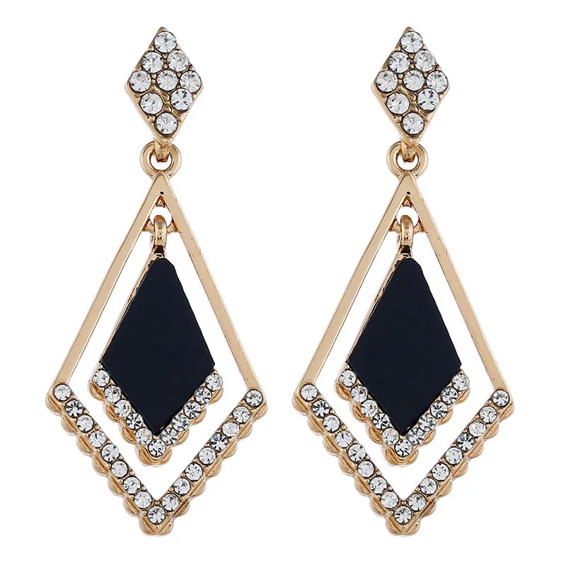 Inlaid Drill Geometric Rhombus Women's Alloy Earrings