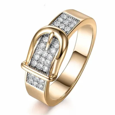 Creative Buckle Design Geometric Zircon Decor Ring for Women