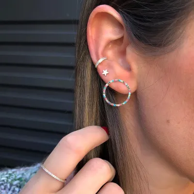 Fashion Geometric Pattern Rhinestone Decor Stud Earrings Set