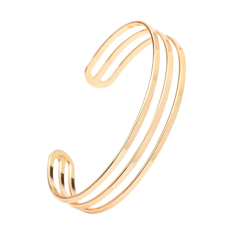 Simple Classic Opening Three Layer Bangle Iron Unisex Geometric Nature