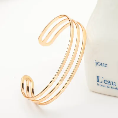 Simple Classic Opening Three Layer Bangle Iron Unisex Geometric Nature