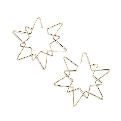 Geometric Star Stainless Steel Women's Hollow Out Hoop Earrings