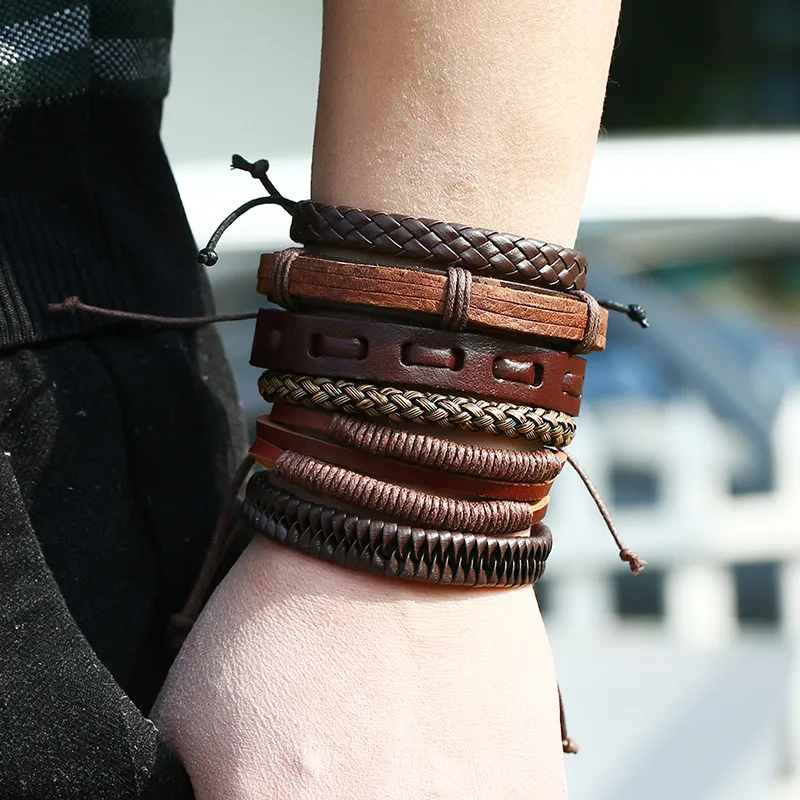 Vintage Woven Pu Geometric Unisex Bracelet