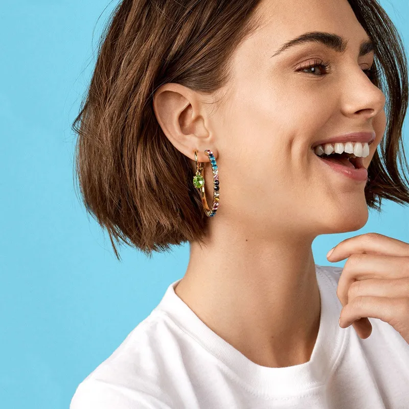 Fashion Inlaid Drill Hoop Earrings for Women