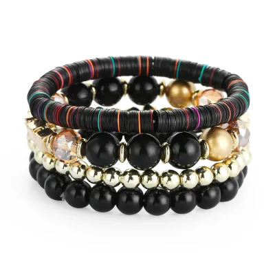 Creative Multicolor Beads Chain Multilayer Strand Bracelet Set Boho Unisex