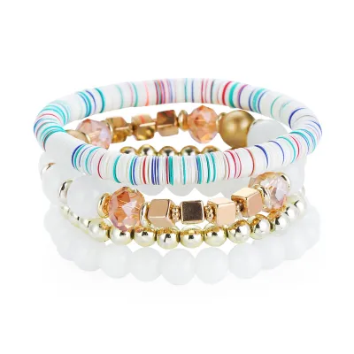 Creative Multicolor Beads Chain Multilayer Strand Bracelet Set Boho Unisex