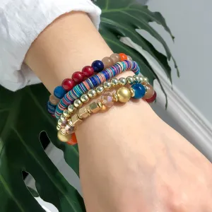 Creative Multicolor Beads Chain Multilayer Strand Bracelet Set Boho Unisex