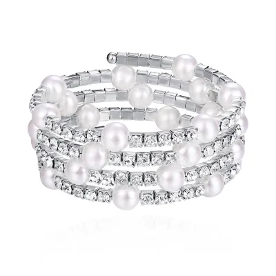 Fashion Multilayer Diamond Pearl Decor Bracelet