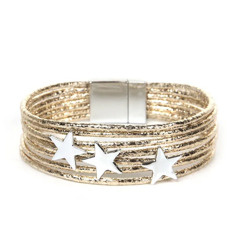 Women's Bohemian Multilayer Pentagram Decor PU Bracelet