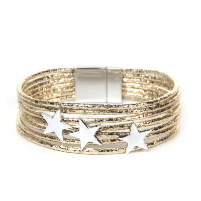Women's Bohemian Multilayer Pentagram Decor PU Bracelet