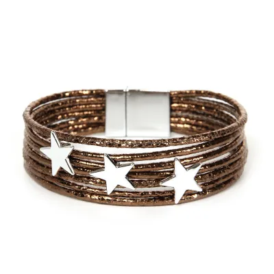 Women's Bohemian Multilayer Pentagram Decor PU Bracelet