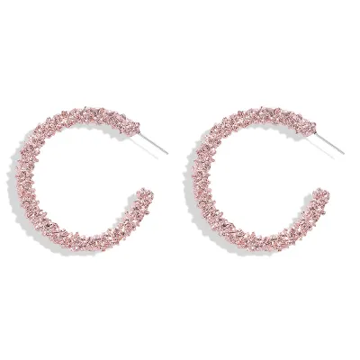 Fashion Metal Embossed Geometric Hoop Earrings