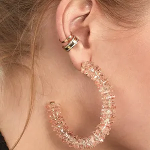 Fashion Metal Embossed Geometric Hoop Earrings