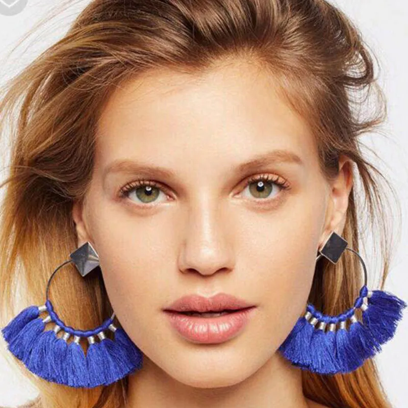 Fashion Circle Pattern Tassel Drop Earrings for Women