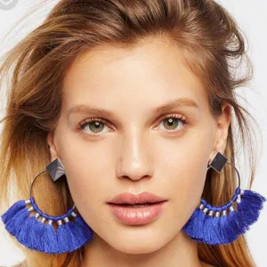 Fashion Circle Pattern Tassel Drop Earrings for Women
