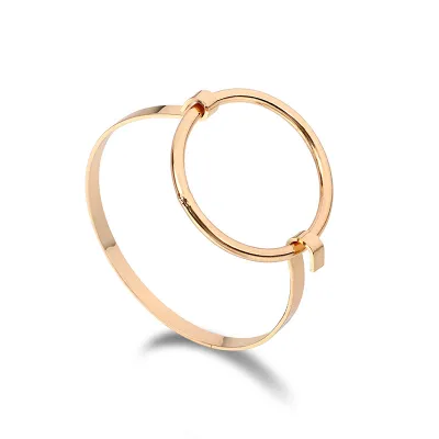 Creative Geometric Circle Design Copper Bangle for Women