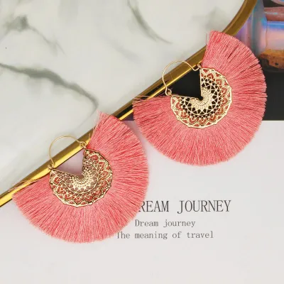 Geometric Alloy Tassel Earrings for Women