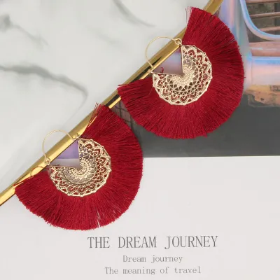 Geometric Alloy Tassel Earrings for Women