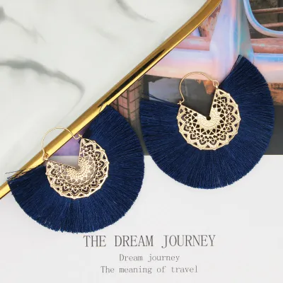 Geometric Alloy Tassel Earrings for Women