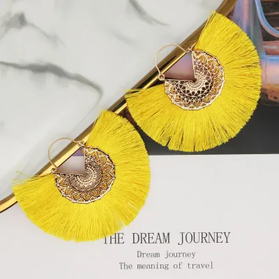 Geometric Alloy Tassel Earrings for Women