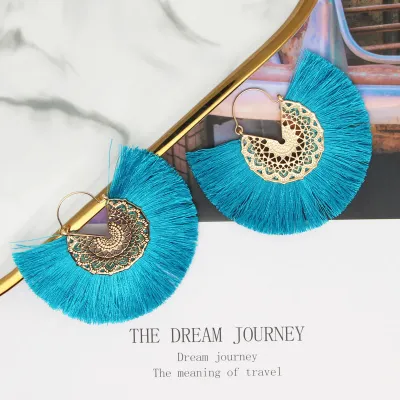 Geometric Alloy Tassel Earrings for Women