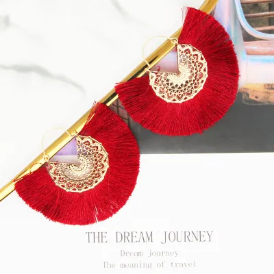 Geometric Alloy Tassel Earrings for Women