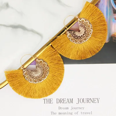 Geometric Alloy Tassel Earrings for Women