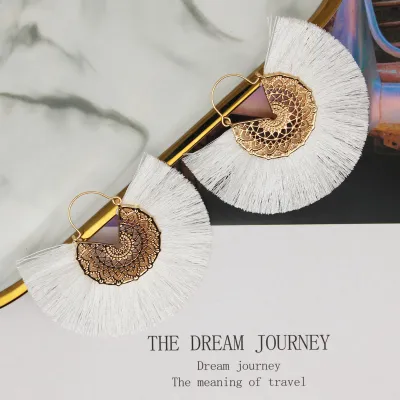 Geometric Alloy Tassel Earrings for Women