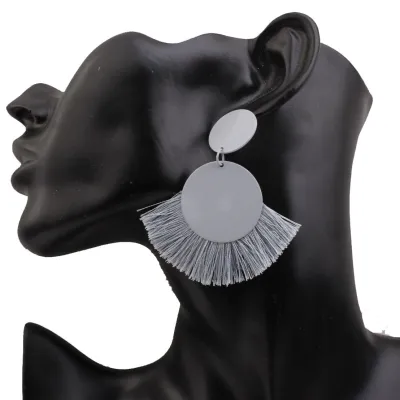 Fashionable Simple Fringed Tassel Geometric Alloy Earrings