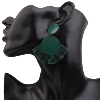 Fashionable Simple Fringed Tassel Geometric Alloy Earrings